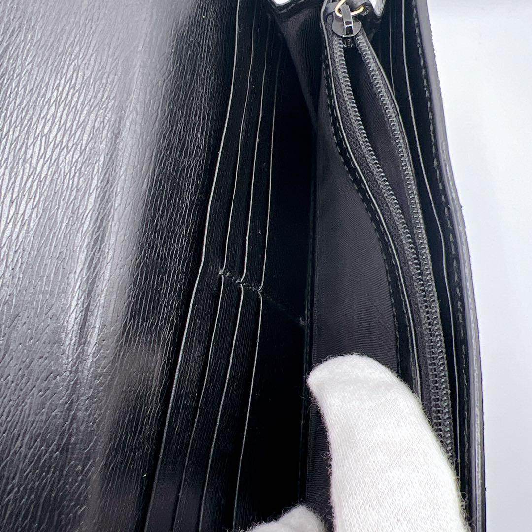 GUCCI インターロッキングG レザー 長財布 ブラック 正規品　シボ革