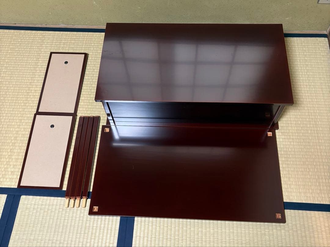 【中古品】平安光入造　組立式　紹鴎棚　平安景雲造　赤絵鳳凰唐草文水指（共箱）