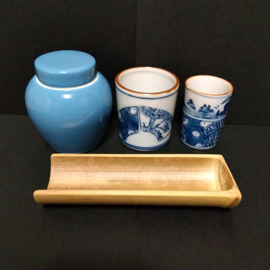 小川流煎茶「茶櫃一式」茶瓶 瓶承 茶壺 巾筒 茶則 茶碗 茶托 煎茶器 煎茶道具