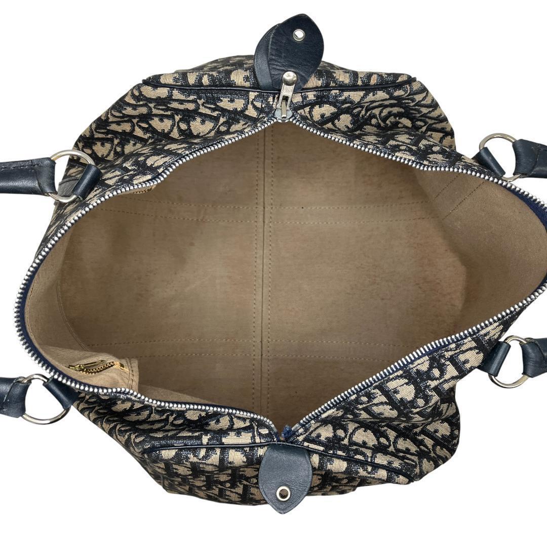 美品 Dior ディオール ミニボストン ハンドバッグ トロッター ネイビー