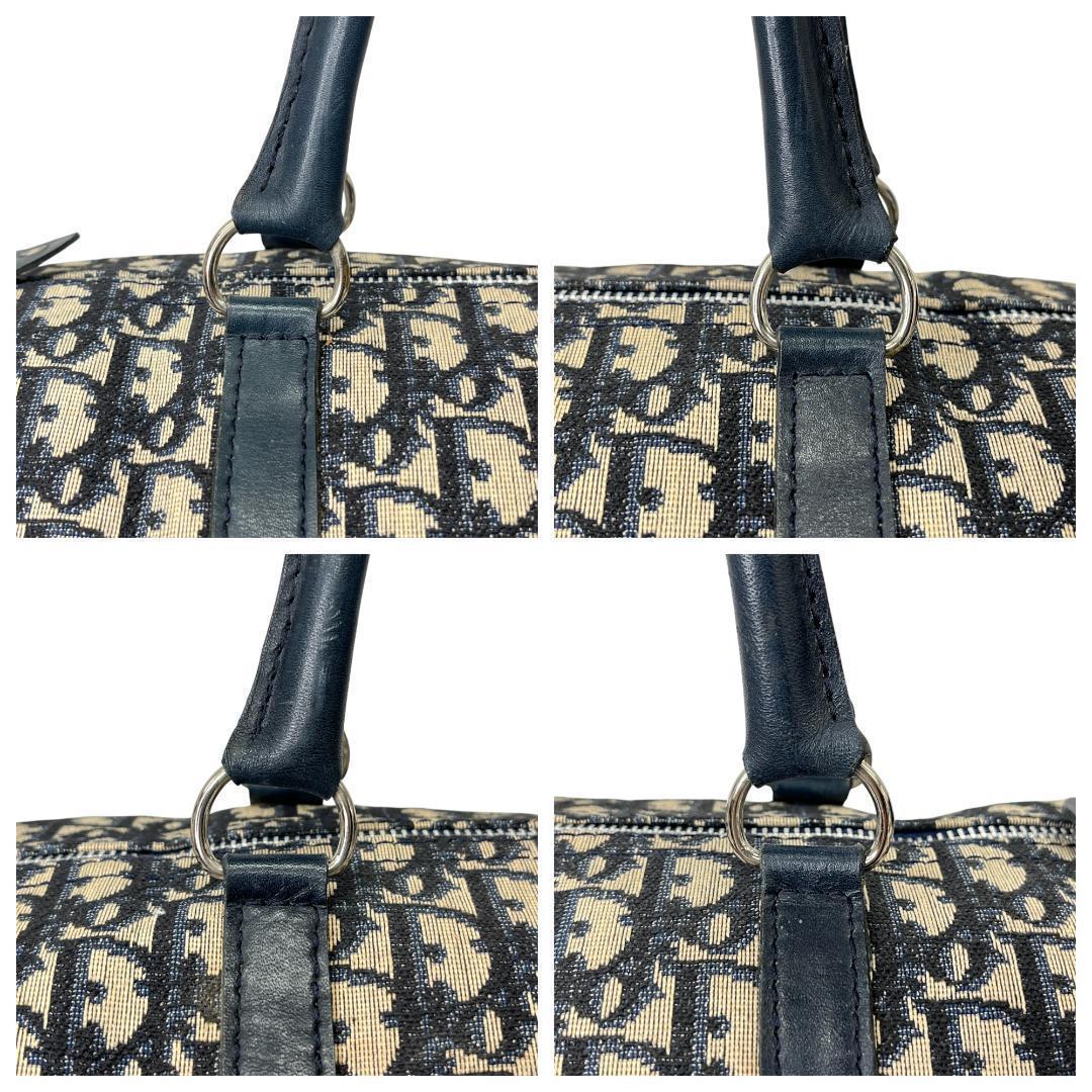 美品 Dior ディオール ミニボストン ハンドバッグ トロッター ネイビー