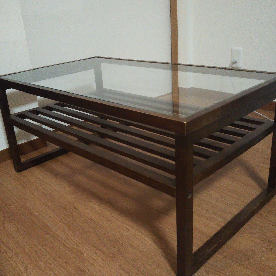 ガラスローテーブル 縦50cm x横90cm×高さ40cm