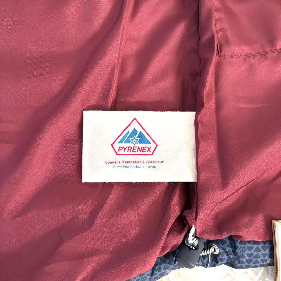 新品☆PYRENEX☆ピレネックス　ダウンベスト　ネイビー　濃紺　総柄　サイズ8