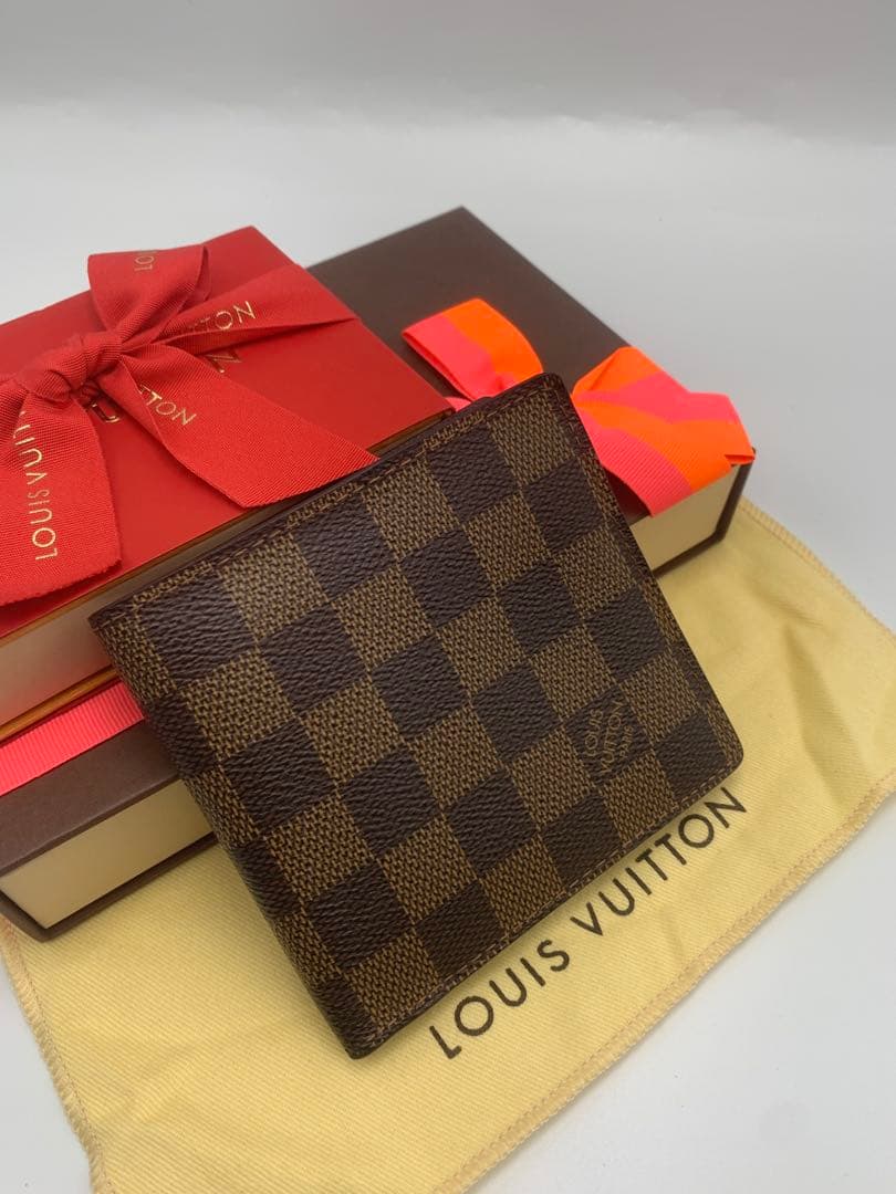 美品】LOUISVUITTON ヴィトン　ダミエ　マルコ　二つ折り財布 P55