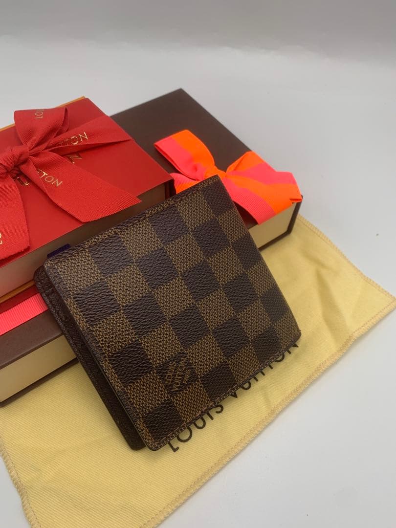 美品】LOUISVUITTON ヴィトン　ダミエ　マルコ　二つ折り財布 P55