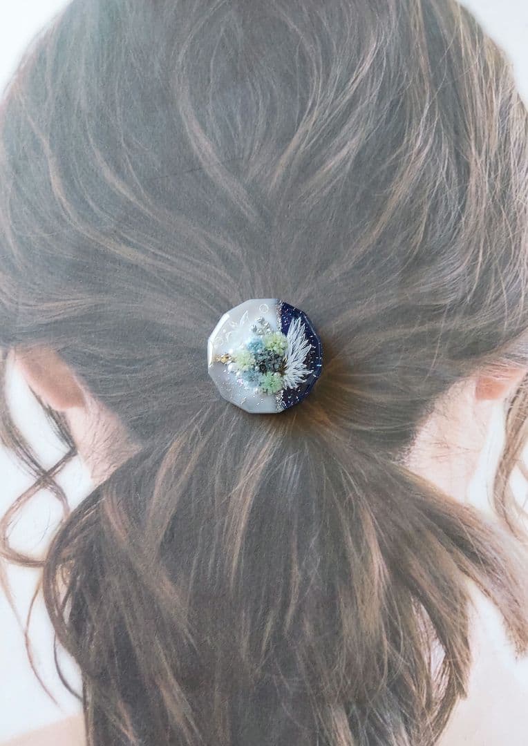 【1626】レジン　ヘアゴム　ポニーフック　ブロ―チ　ハンドメイド