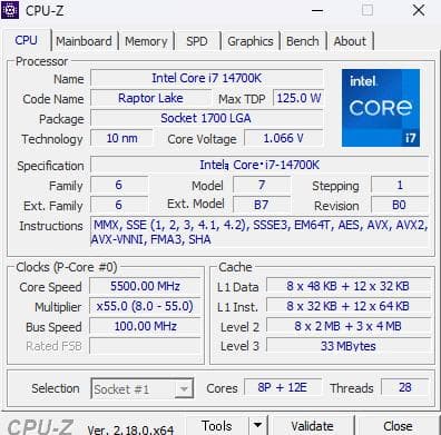 Intel Core i7-14700K LGA1700 BOX 動作品