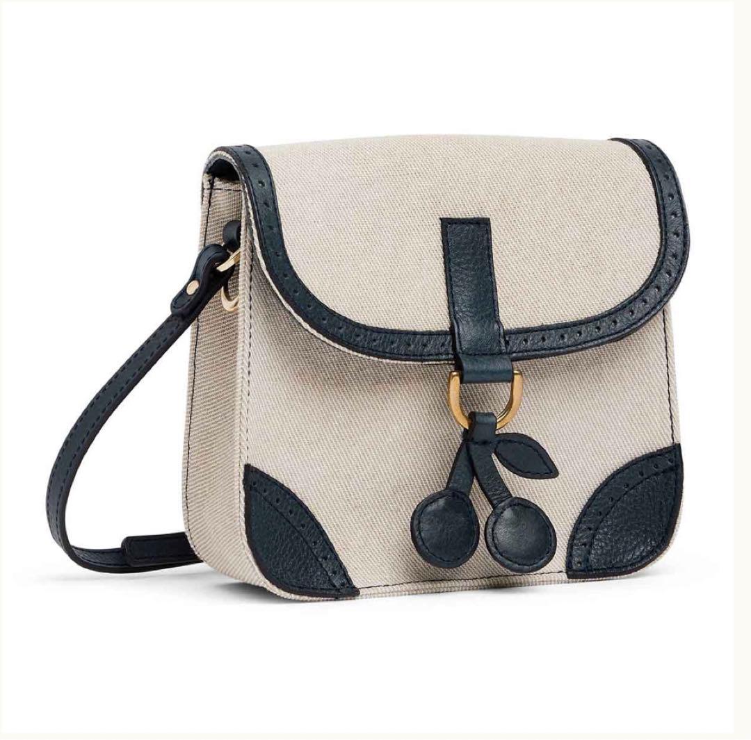 新品タグ付き　ボンポワン　完売品　レザー＆コットンバッグ　ネイビー