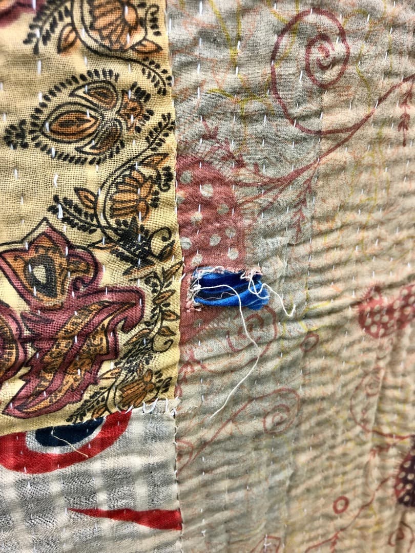 ヴィンテージ　ラリーキルト　黄色花