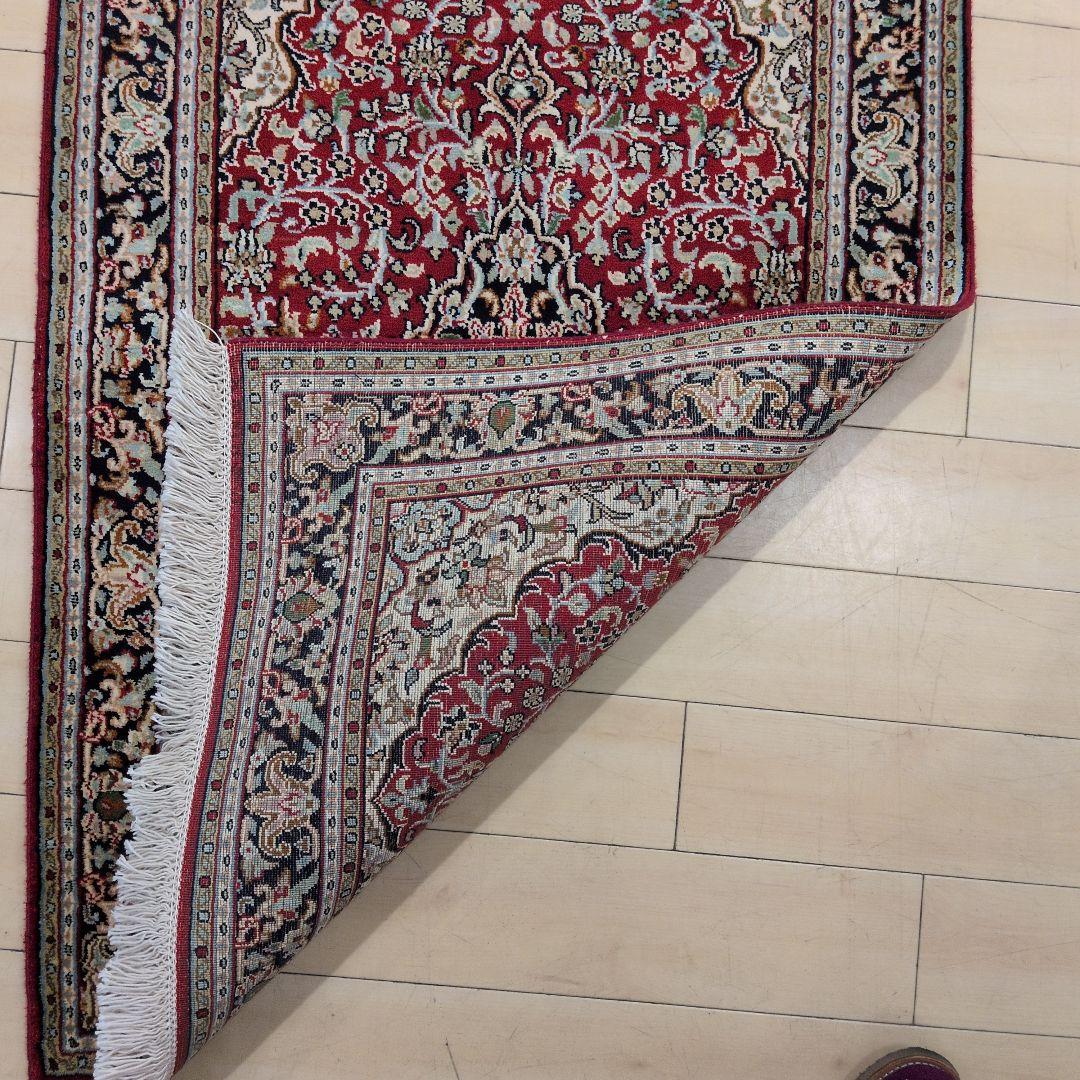 63x95cmカシミール手織りマット(048)インド・パキスタン・ペルシャ