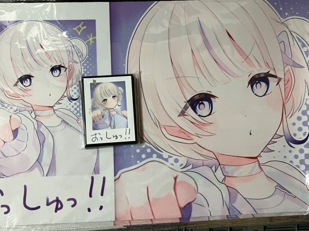 ミッドナイトブルー　スリーブ　プレイマット　ホロライブ　チェキ風　轟はじめ