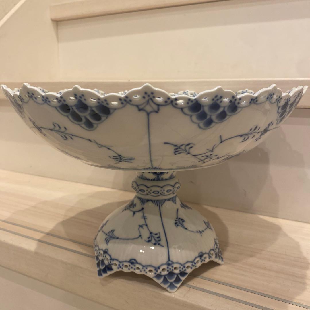 【美品】ロイヤルコペンハーゲン　ブルーフルテッド　フルレース　コンポート1022