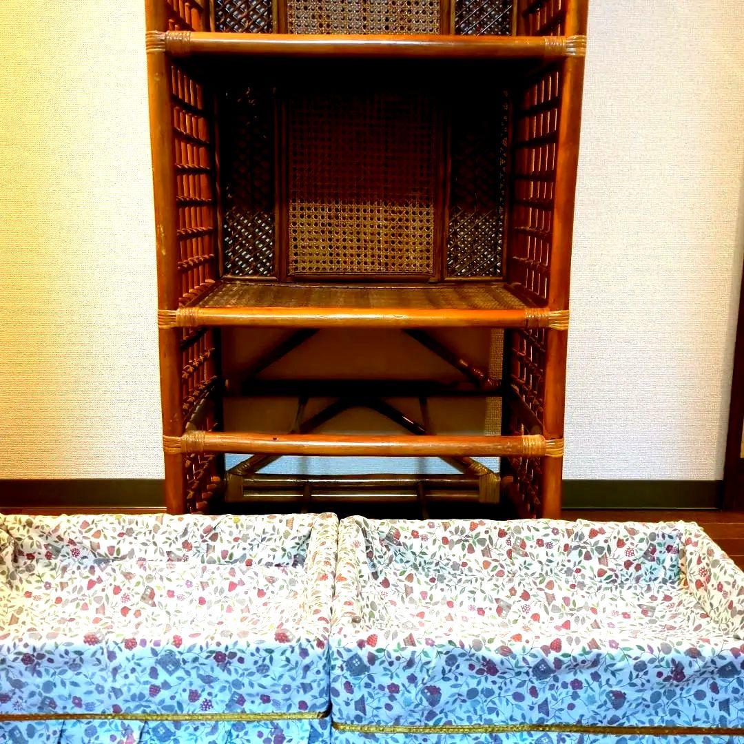 ヴィンテージ アーチラタンラック オープンラック 籐家具 収納 ナチュラル