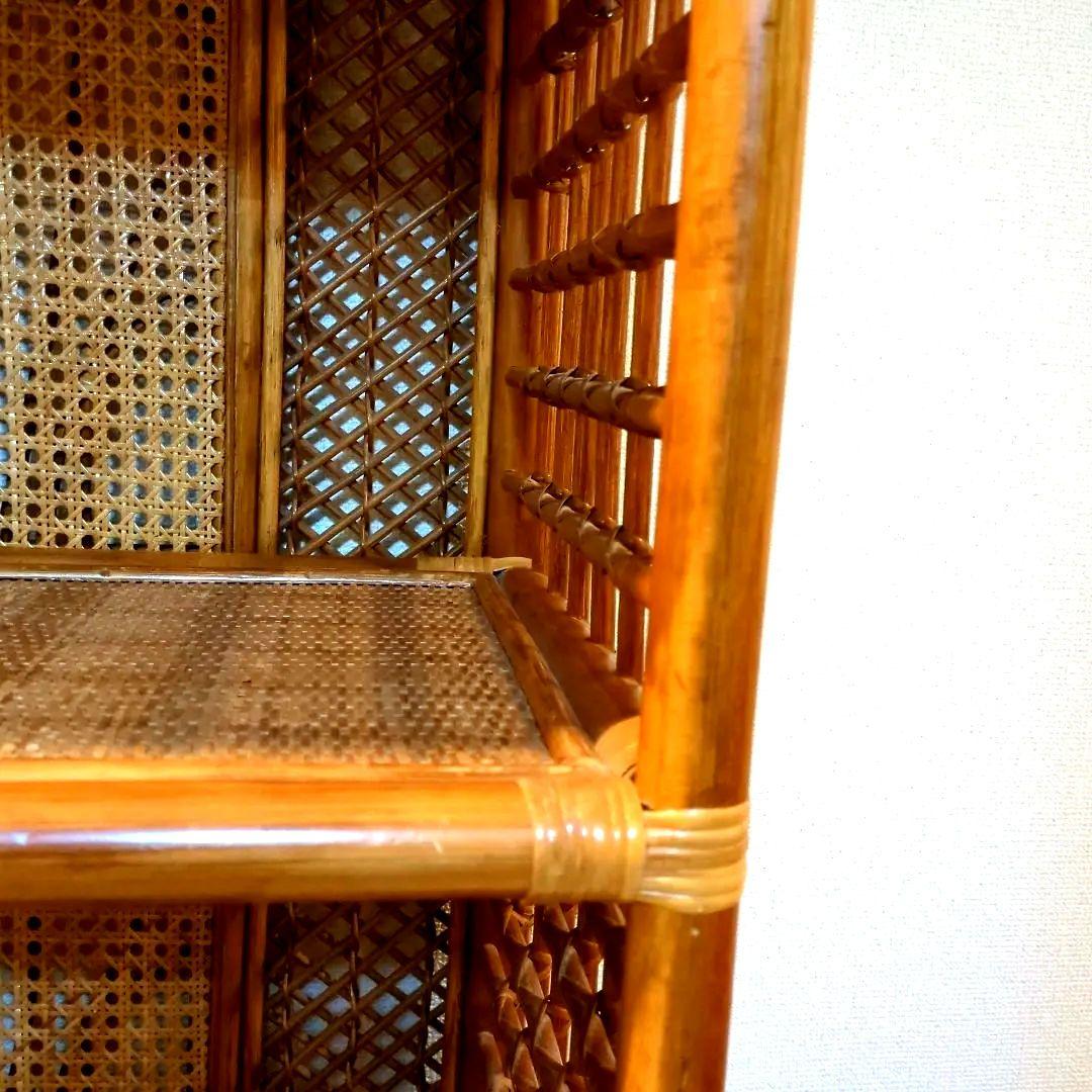 ヴィンテージ アーチラタンラック オープンラック 籐家具 収納 ナチュラル