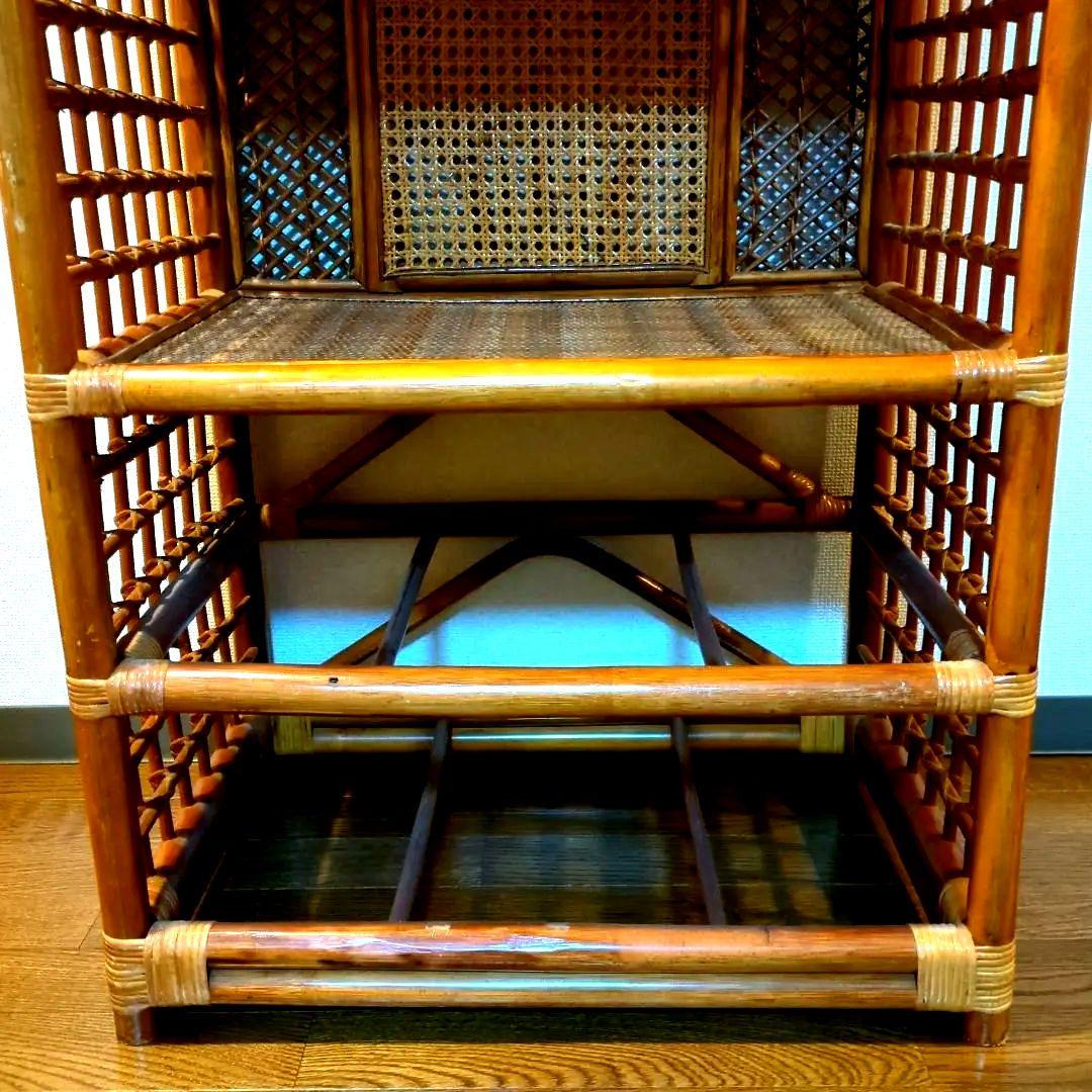 ヴィンテージ アーチラタンラック オープンラック 籐家具 収納 ナチュラル