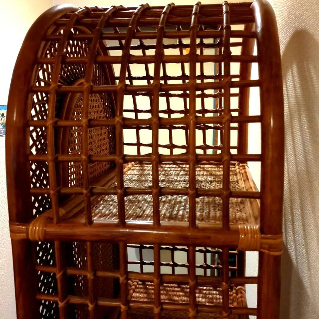 ヴィンテージ アーチラタンラック オープンラック 籐家具 収納 ナチュラル