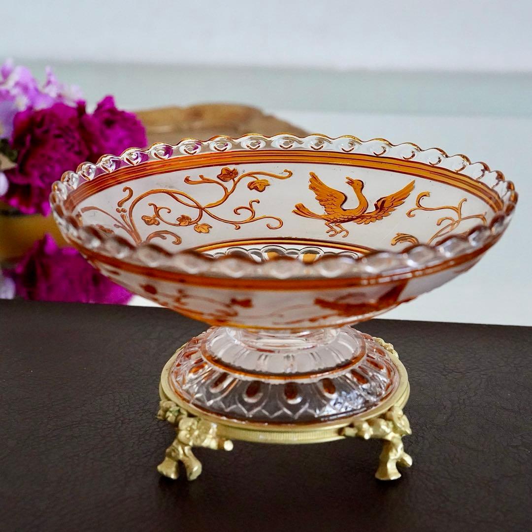 極希少オールドバカラBACCARATルネサンス ブロンズ脚付コンポート/ボウル