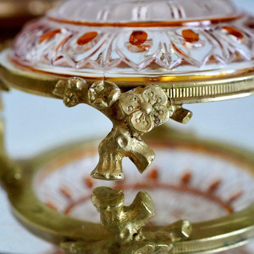 極希少オールドバカラBACCARATルネサンス ブロンズ脚付コンポート/ボウル