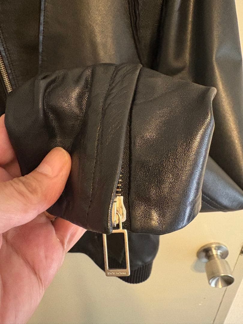 美品 Dior homme ラムレザー ライダースジャケット 46 ブラック M