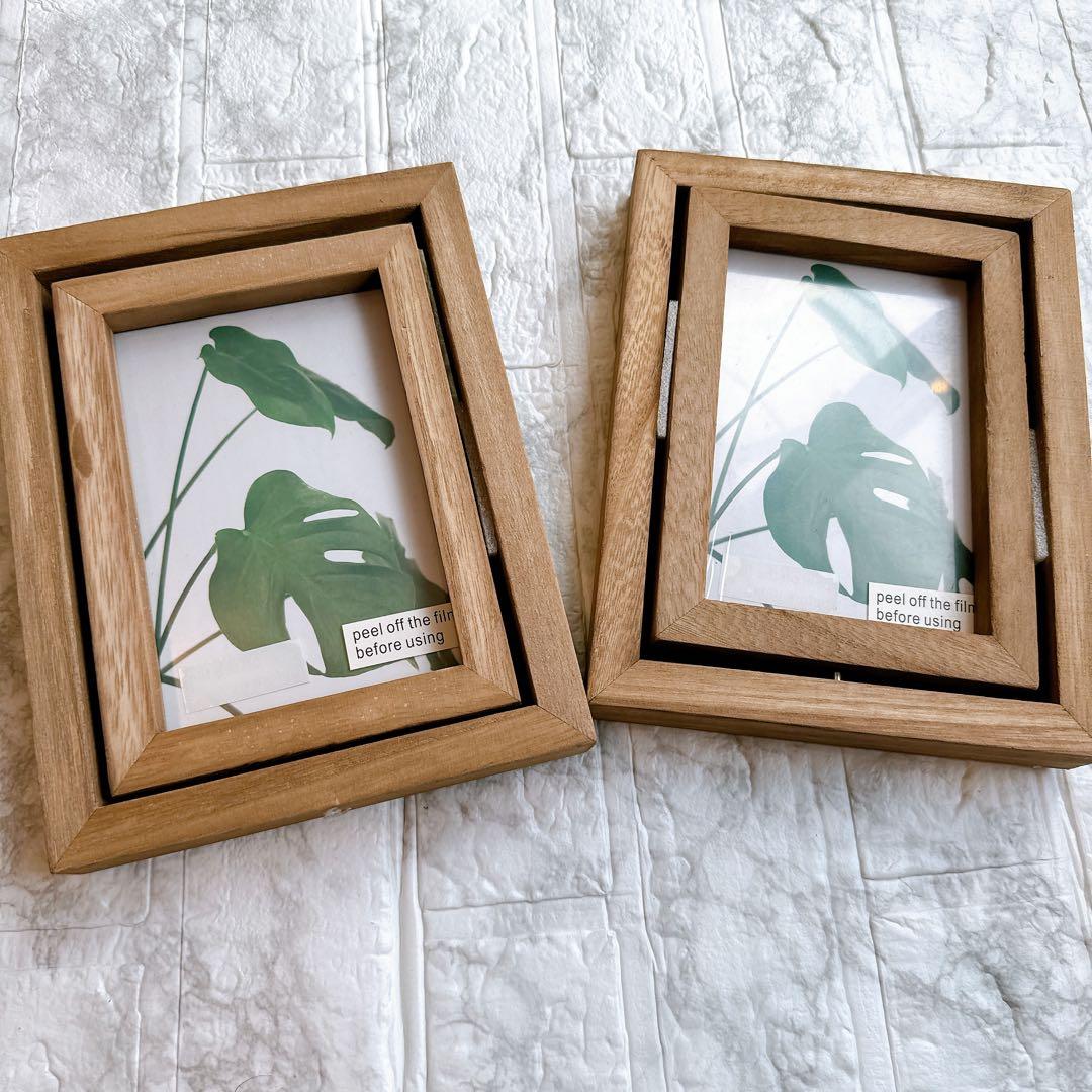 北欧風⭐️2個入り✨フォトフレーム 木製 写真立て 縦横両面 アルバム 額縁