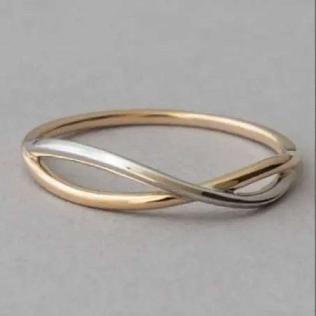 ete [レイヤード] K10YG クロス バイカラー リング　11号