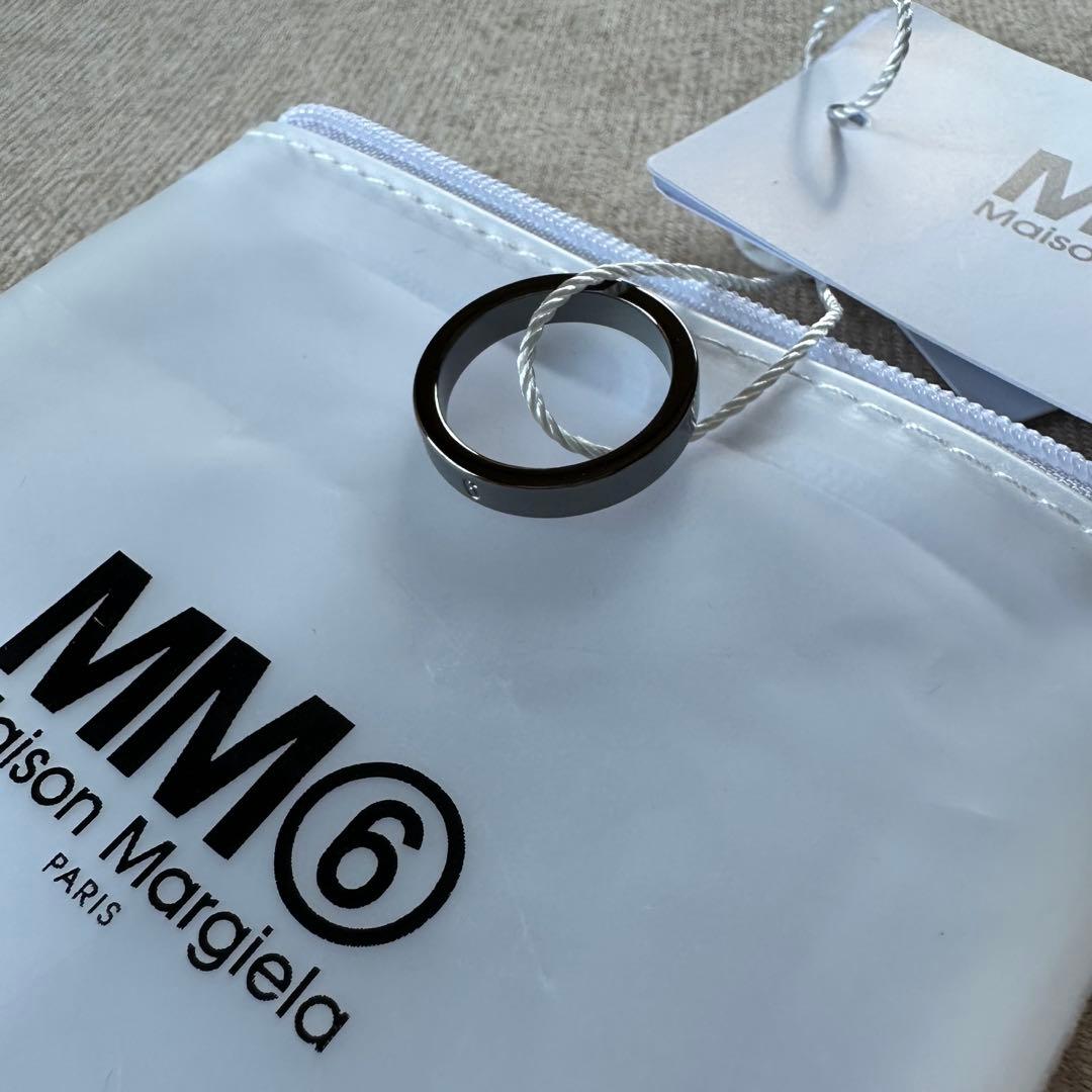 5新品 メゾン マルジェラ MM6 ナンバリング ロゴ リング ダークシルバー