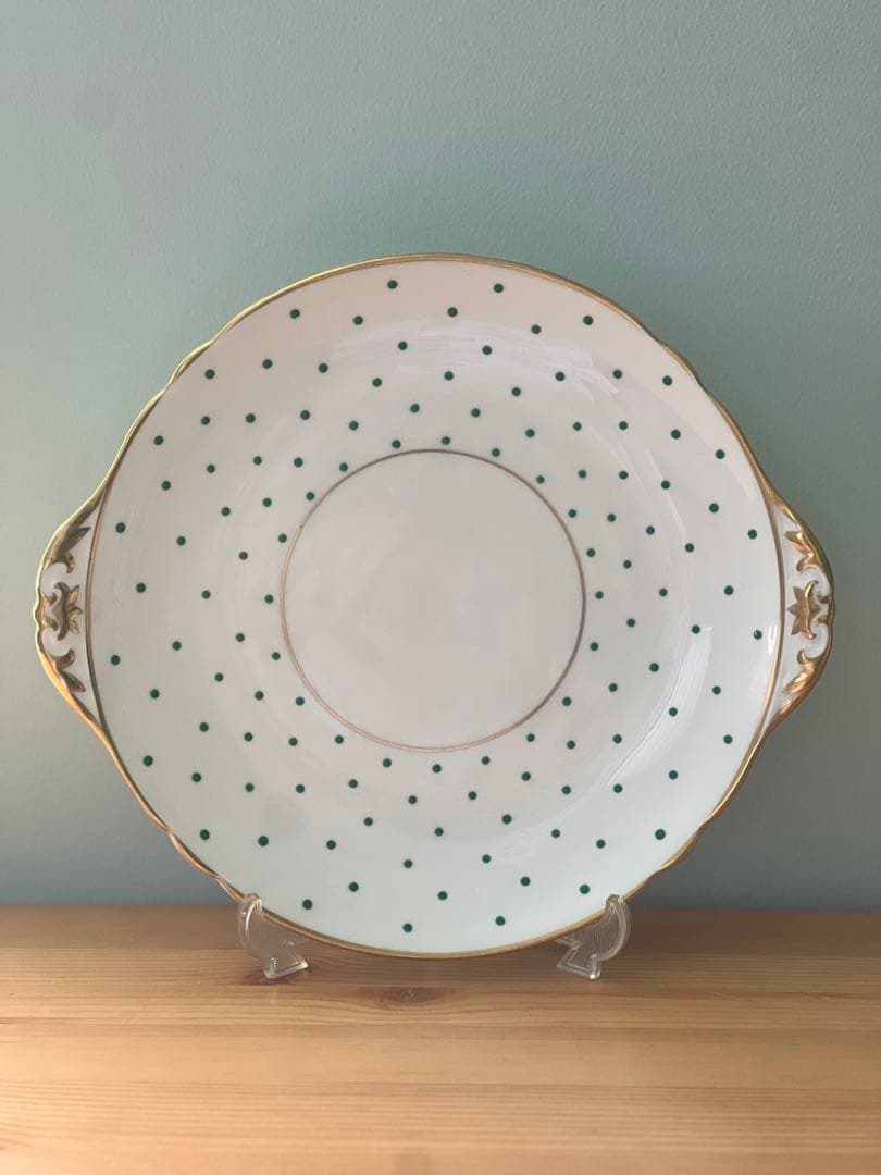 シェリー　グリーン ポルカドット★トレー　プレート／ミントン　スージークーパー