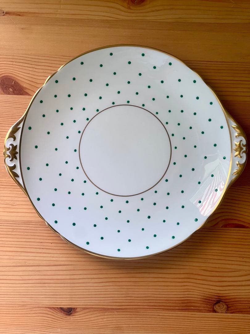 シェリー　グリーン ポルカドット★トレー　プレート／ミントン　スージークーパー