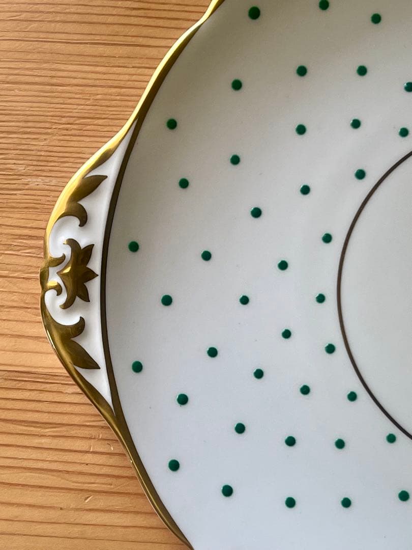 シェリー　グリーン ポルカドット★トレー　プレート／ミントン　スージークーパー