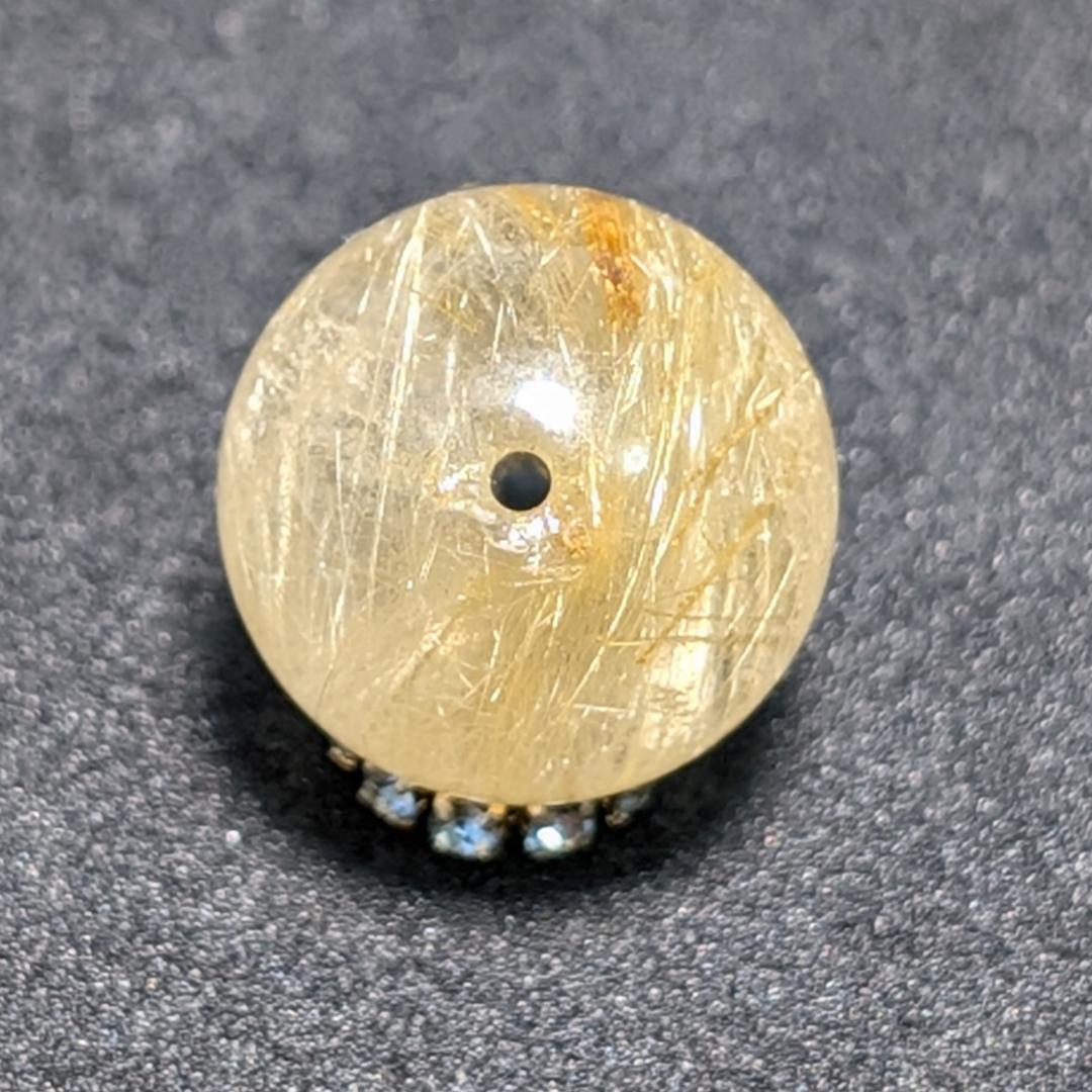 一点物 金色が美しい ゴールドタイチンルチル 13ミリ 極太金針水晶 粒売り