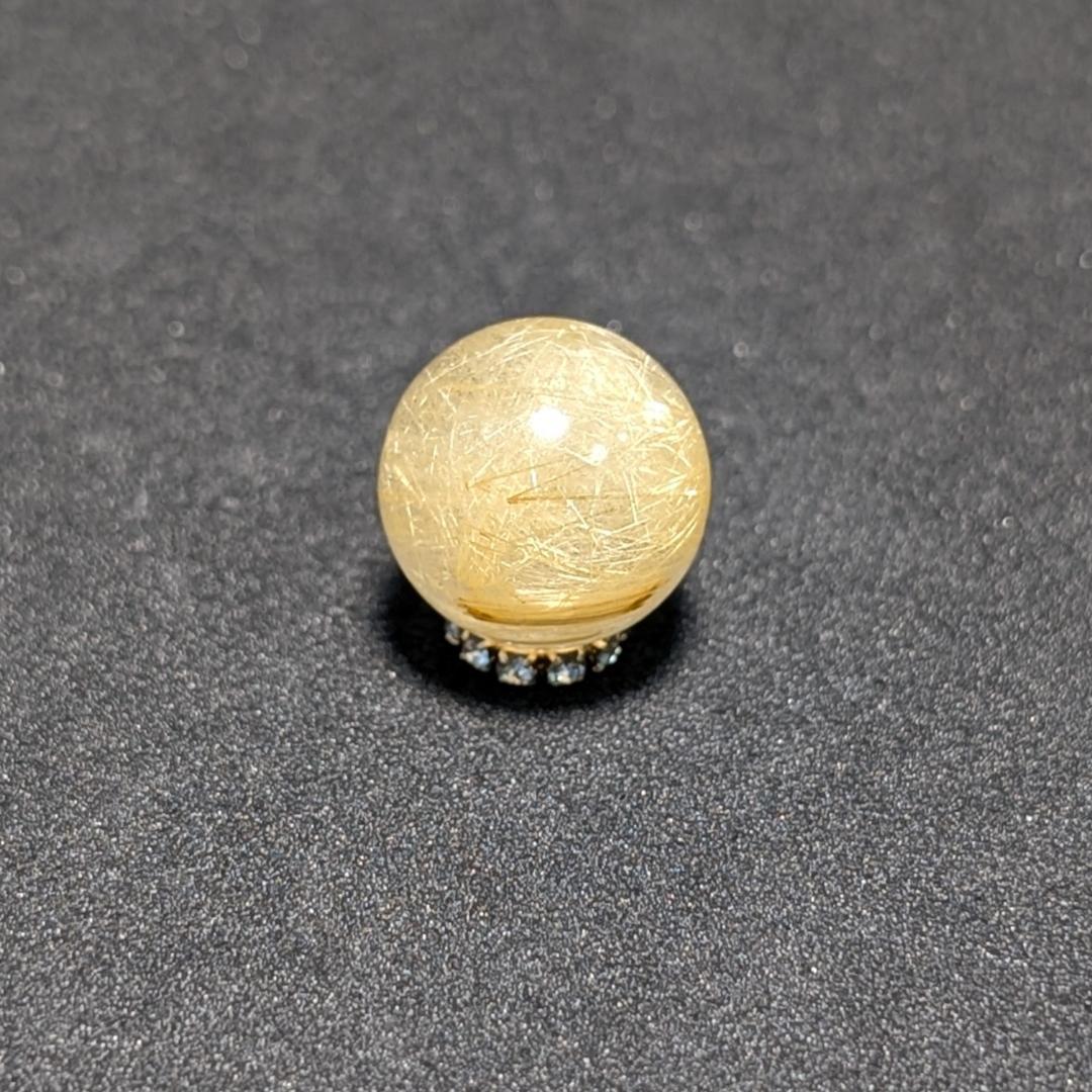 一点物 金色が美しい ゴールドタイチンルチル 13ミリ 極太金針水晶 粒売り