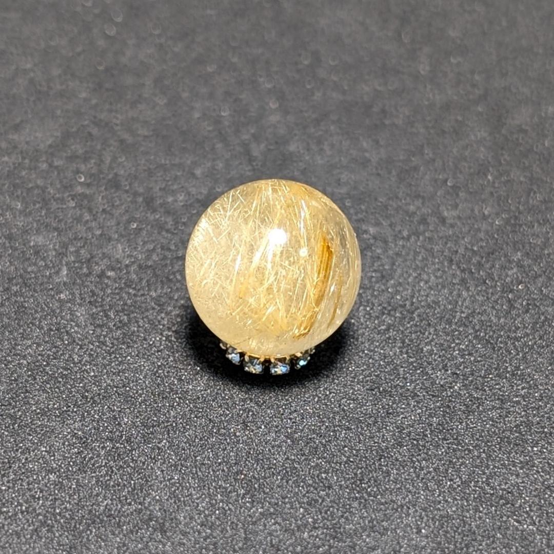 一点物 金色が美しい ゴールドタイチンルチル 13ミリ 極太金針水晶 粒売り