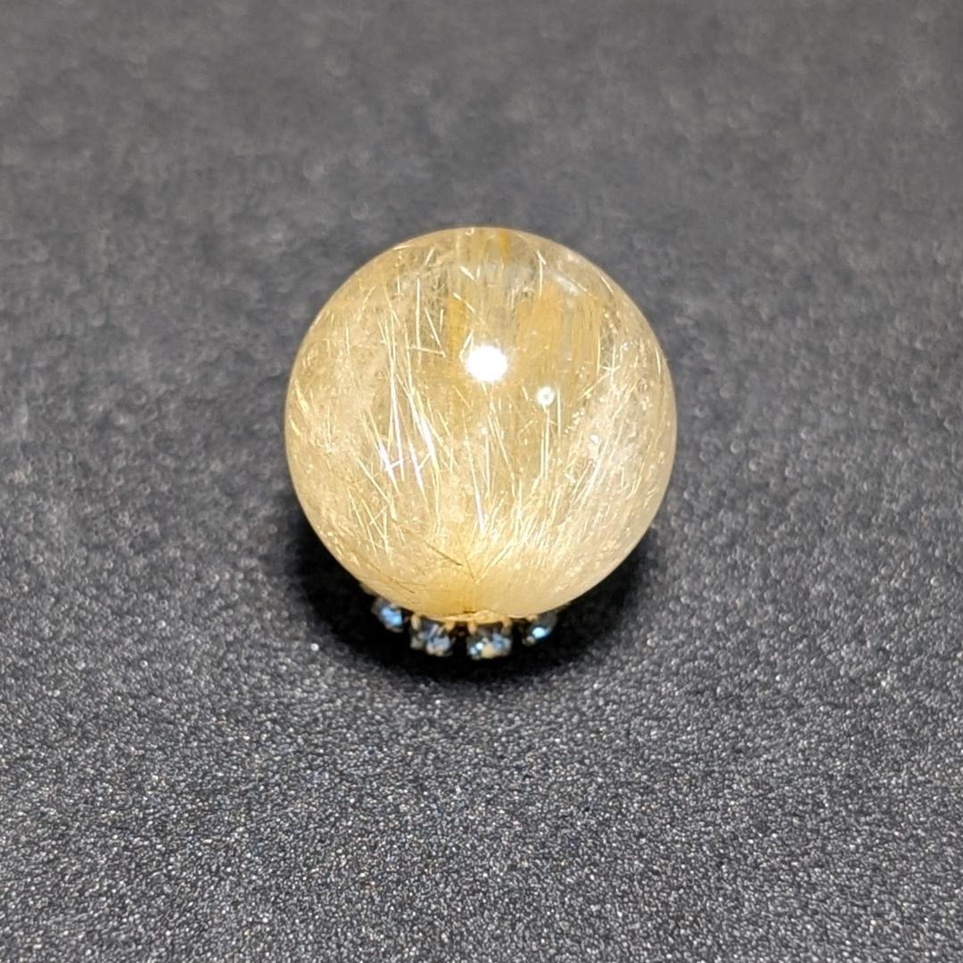 一点物 金色が美しい ゴールドタイチンルチル 13ミリ 極太金針水晶 粒売り
