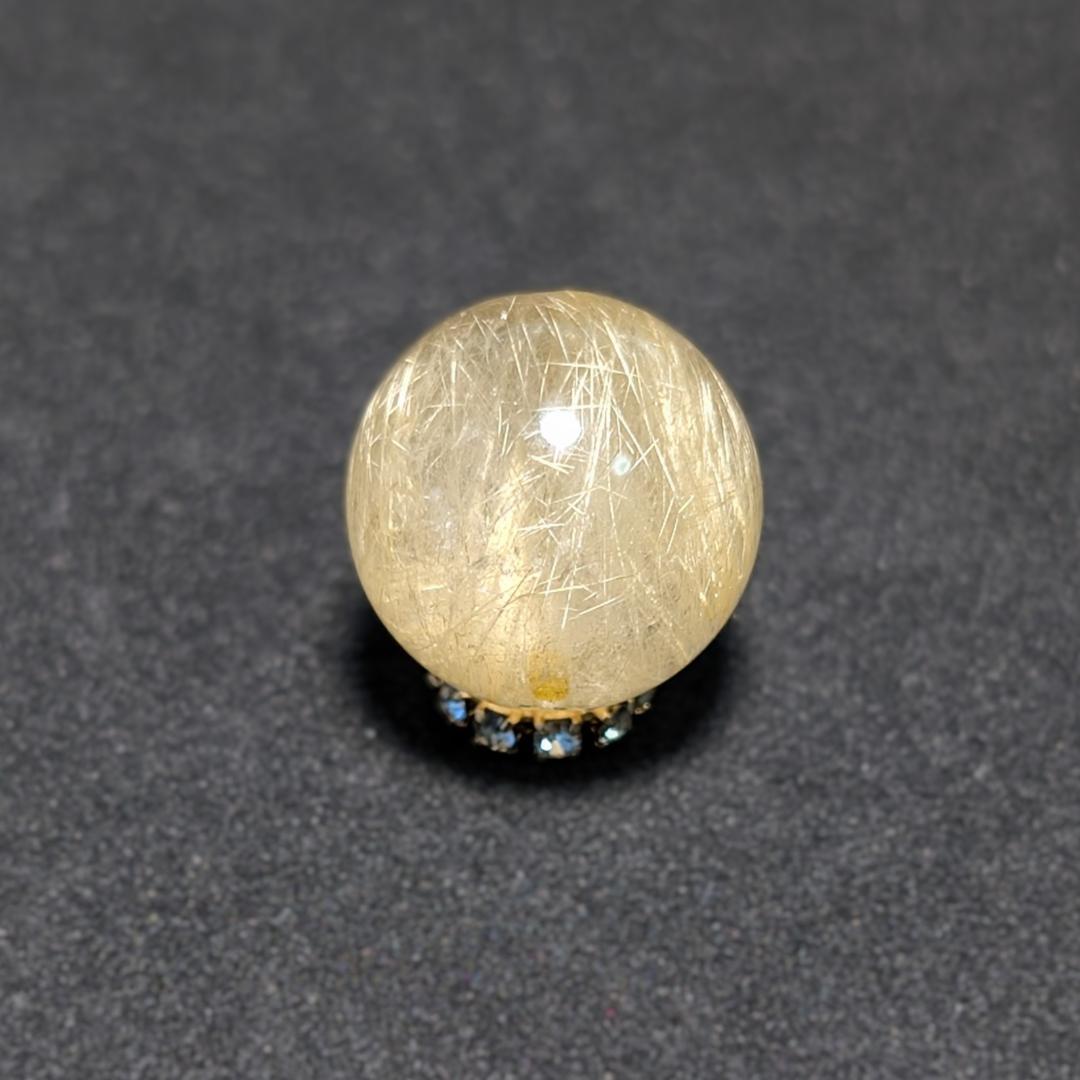 一点物 金色が美しい ゴールドタイチンルチル 13ミリ 極太金針水晶 粒売り
