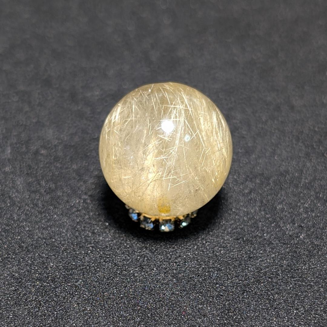 一点物 金色が美しい ゴールドタイチンルチル 13ミリ 極太金針水晶 粒売り