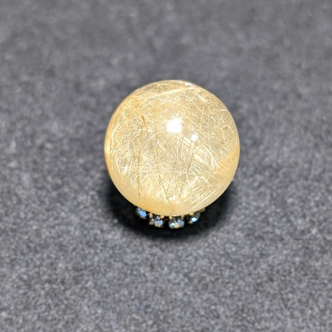 一点物 金色が美しい ゴールドタイチンルチル 13ミリ 極太金針水晶 粒売り