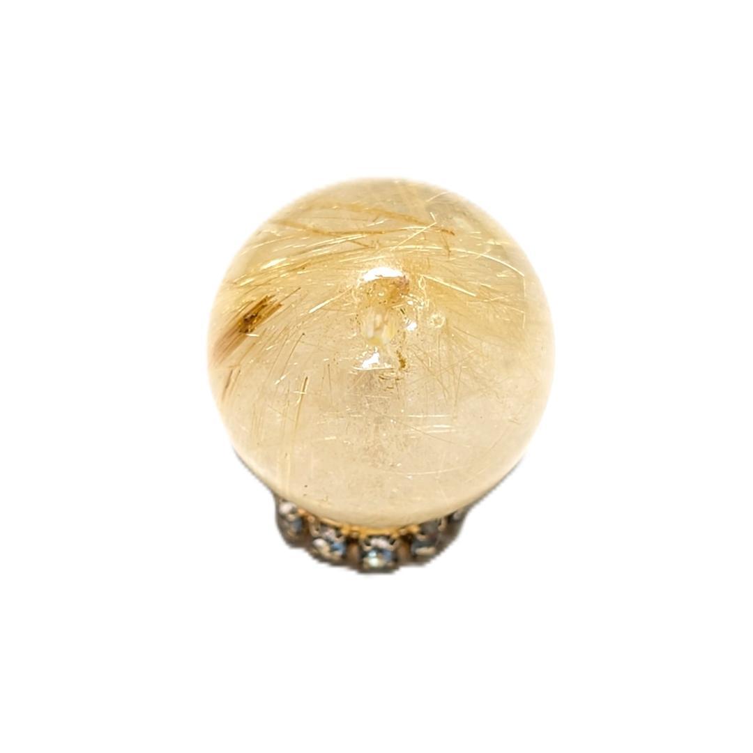 一点物 金色が美しい ゴールドタイチンルチル 13ミリ 極太金針水晶 粒売り