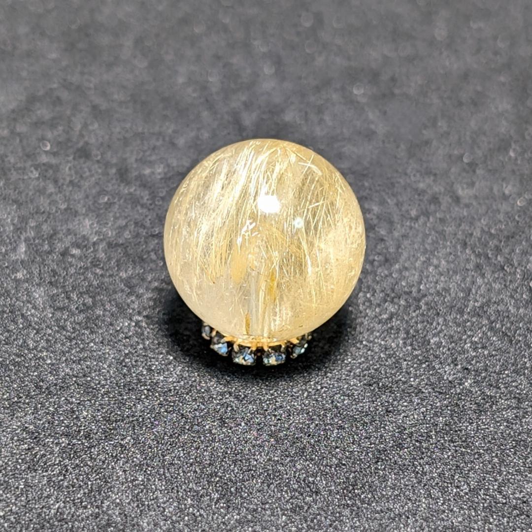 一点物 金色が美しい ゴールドタイチンルチル 13ミリ 極太金針水晶 粒売り