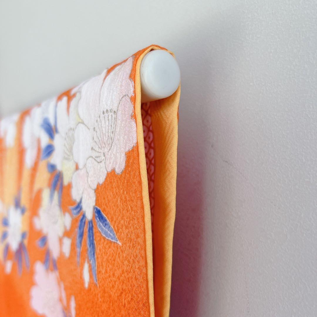 フルセット　七五三　7歳女の子　オレンジ地　桜　孔雀　52397