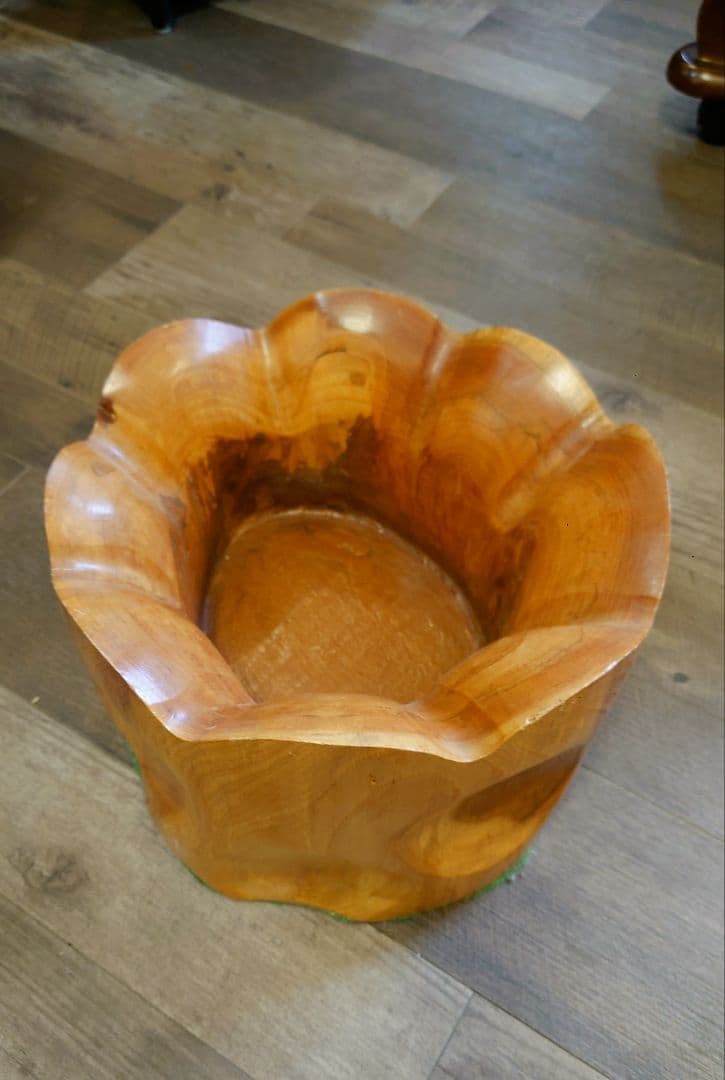 くり抜き プランターカバー 切り株 美品 木彫り オーダーメイド品