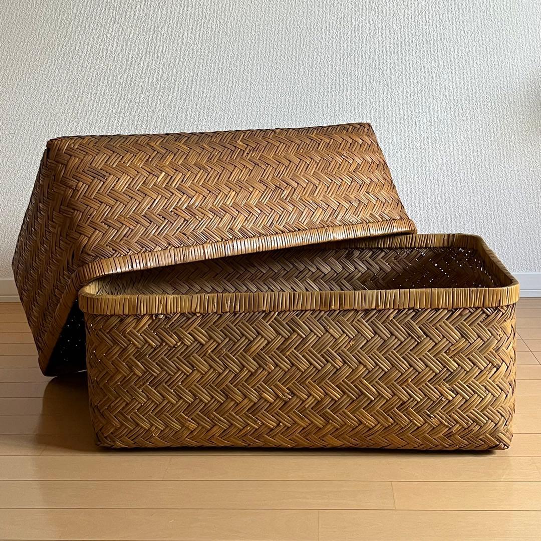 週末限定価格⭐️美品✨竹行李　古道具　アンティーク竹籠　収納カゴ昭和レトロ