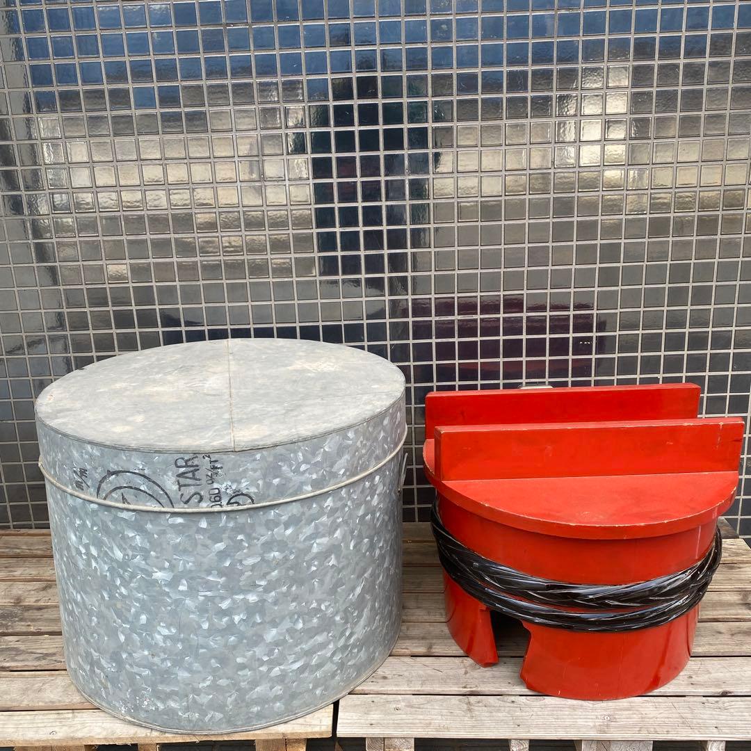 時代物 漆塗り飯台 専用ブリキ箱 稀少 骨董品 古道具 古民家 蓋付き