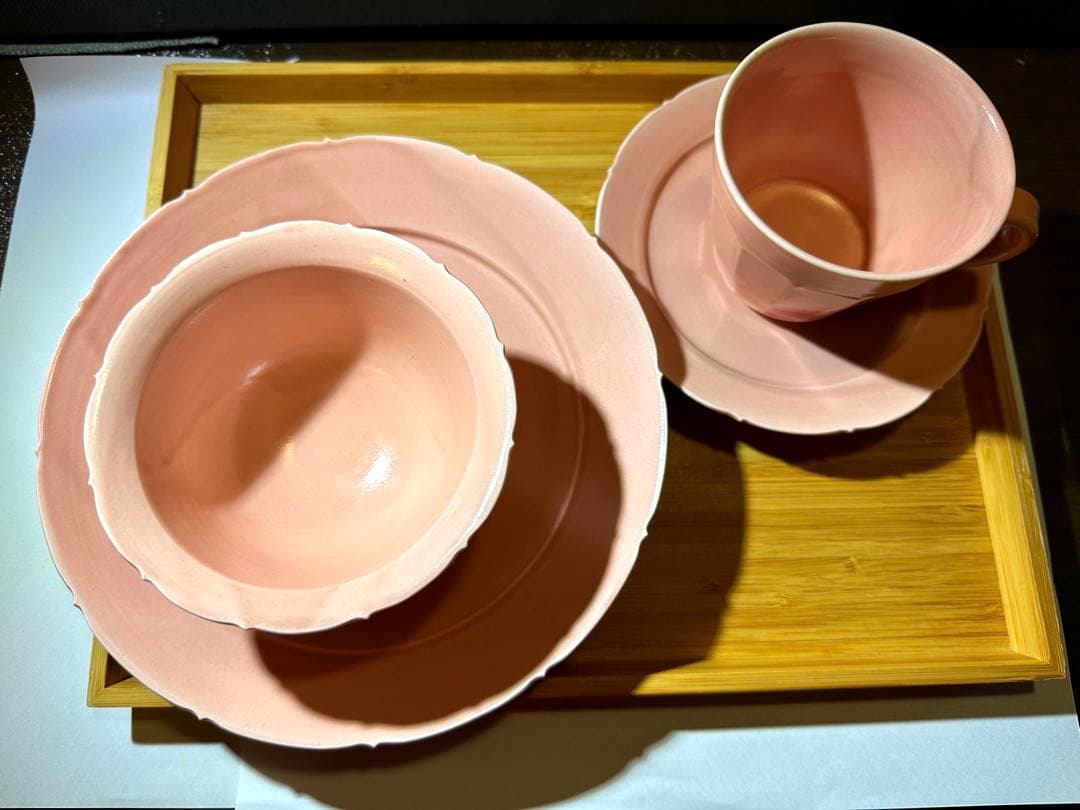 阿部春弥　さん　ピンクカラー器4点セット　※バラ売り不可