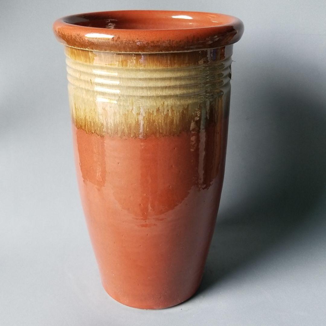 信楽焼傘立て  ラッパ型線入り 高さ４９cm