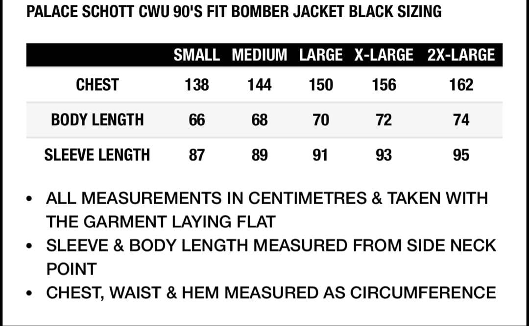 【S】PALACE x Schott CWU Fit Bomber Jacket