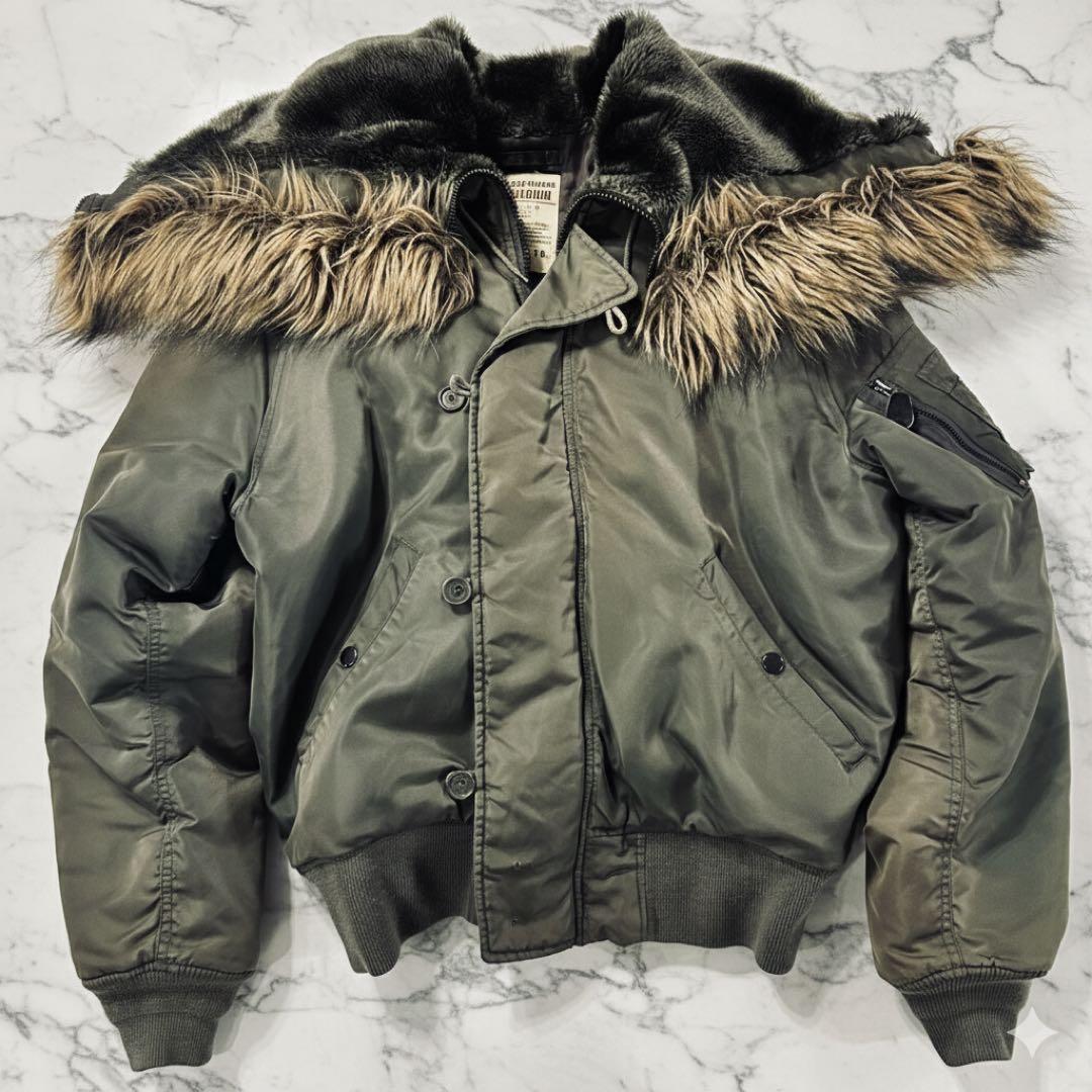 美品■AVIREX【M】N2B フライトジャケット 90s ファー 短丈 Y2K