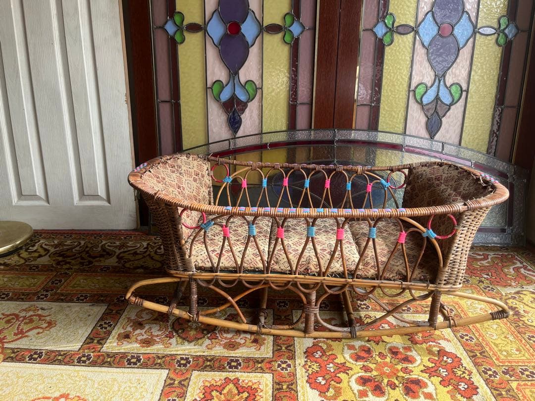 ゆりかご バスケット カゴ インテリア 昭和レトロ 当時物 アンティーク