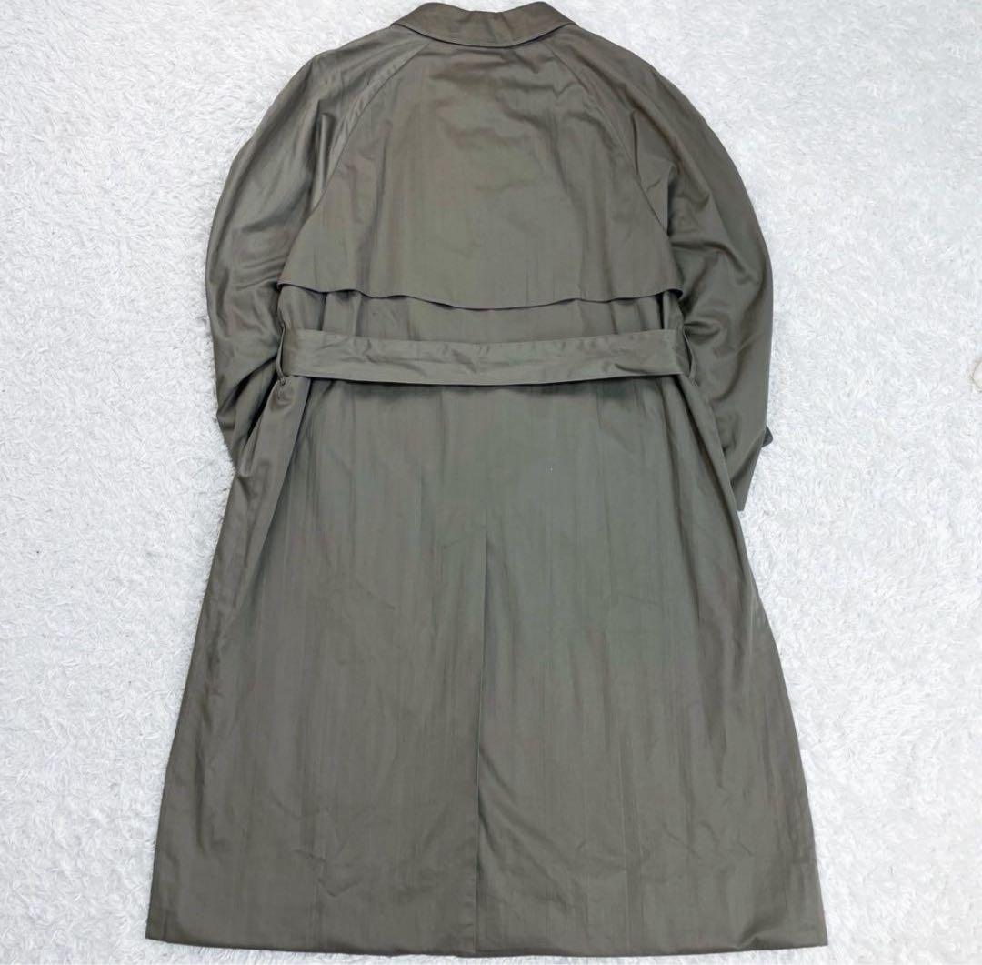 【美品】バーバリー ステンカラーコート ノバチェック ベルト カーキ Mサイズ