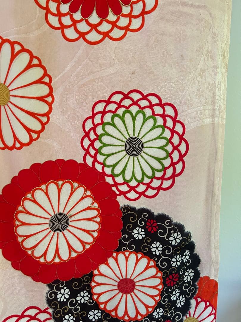 7歳　七五三　ハーフ成人式　アンティーク正絹着物、帯、帯揚げ、帯締め　しごき