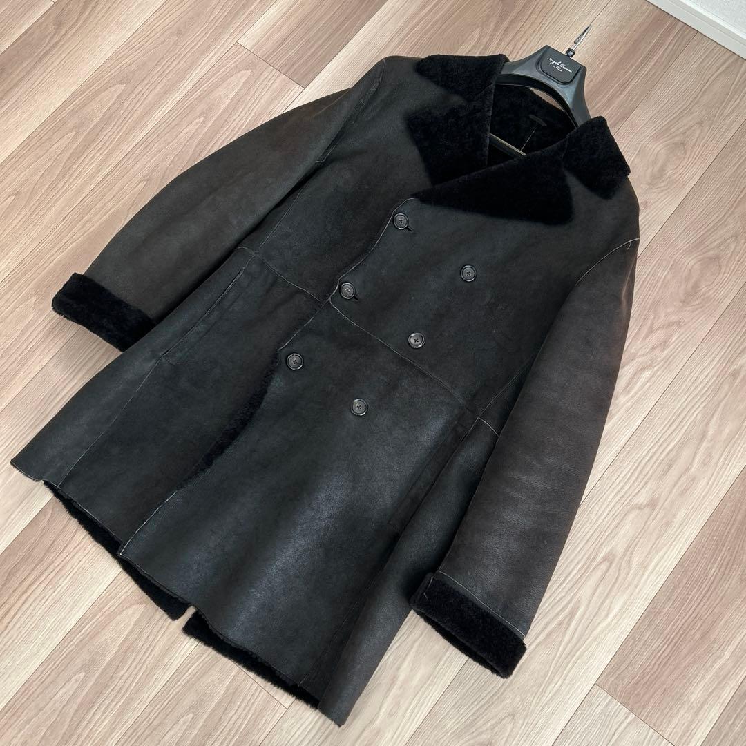 ソ*b様 ジルサンダー　ムートン　ロングコート　黒　48 XL レザー